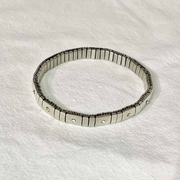 Nomination Style Italian Charm Bracelet Stainless Steel Rhinestone Link Stretch - Picture 2 of 5